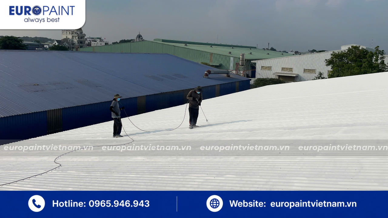 Quy trình thi công chống nóng mái tôn nhà xưởng bằng Euro Polymers PU 600 đúng kỹ thuật