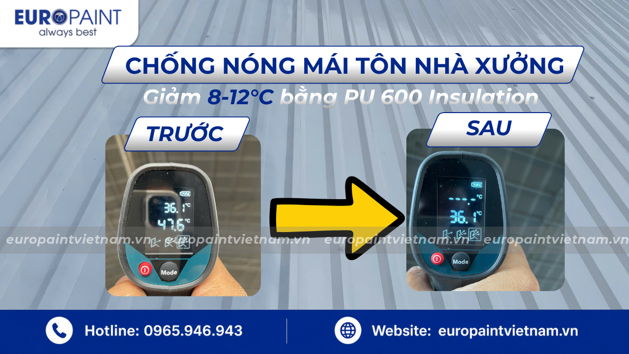 Chống nóng mái tôn nhà xưởng – Giảm 8-12°C bằng PU 600 Insulation