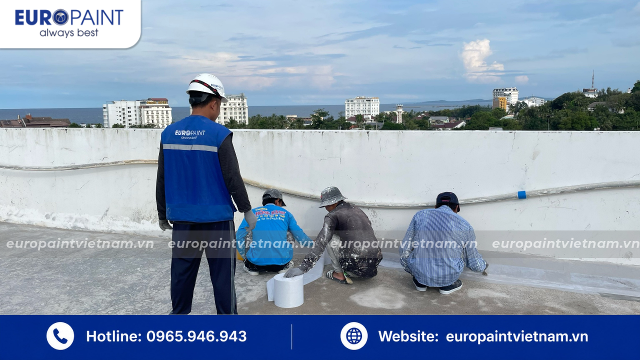 Quy trình 4 bước thi công chống nóng sân thượng chuẩn kỹ thuật Euro Paint
