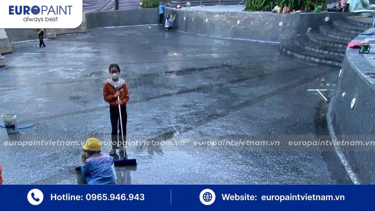Quy trình 4 bước thi công chống thấm hồ bơi bằng polyurea đúng kỹ thuật theo tiêu chuẩn Euro Paint Quy trình 4 bước thi công chống thấm hồ bơi bằng polyurea đúng kỹ thuật theo tiêu chuẩn Euro Paint
