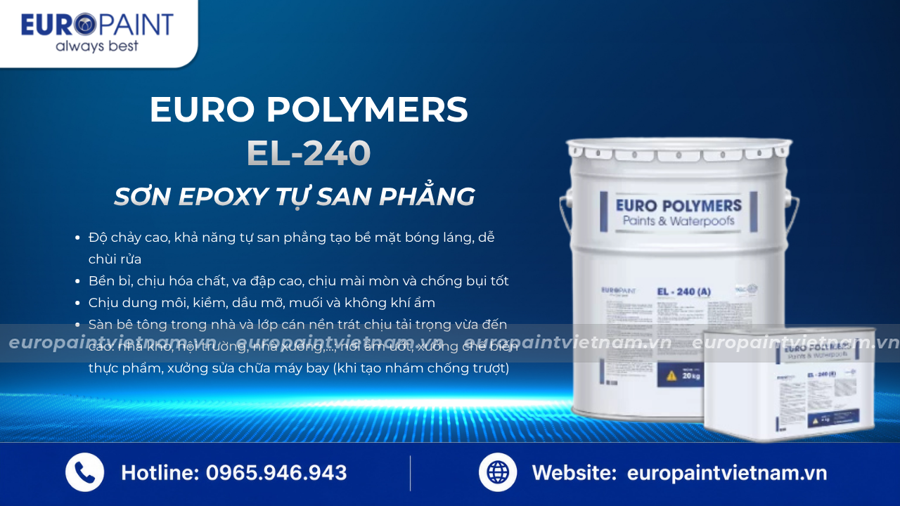 Sơn bê tông tự san phẳng EL-240 cho bề mặt phẳng mịn chuẩn công nghiệp